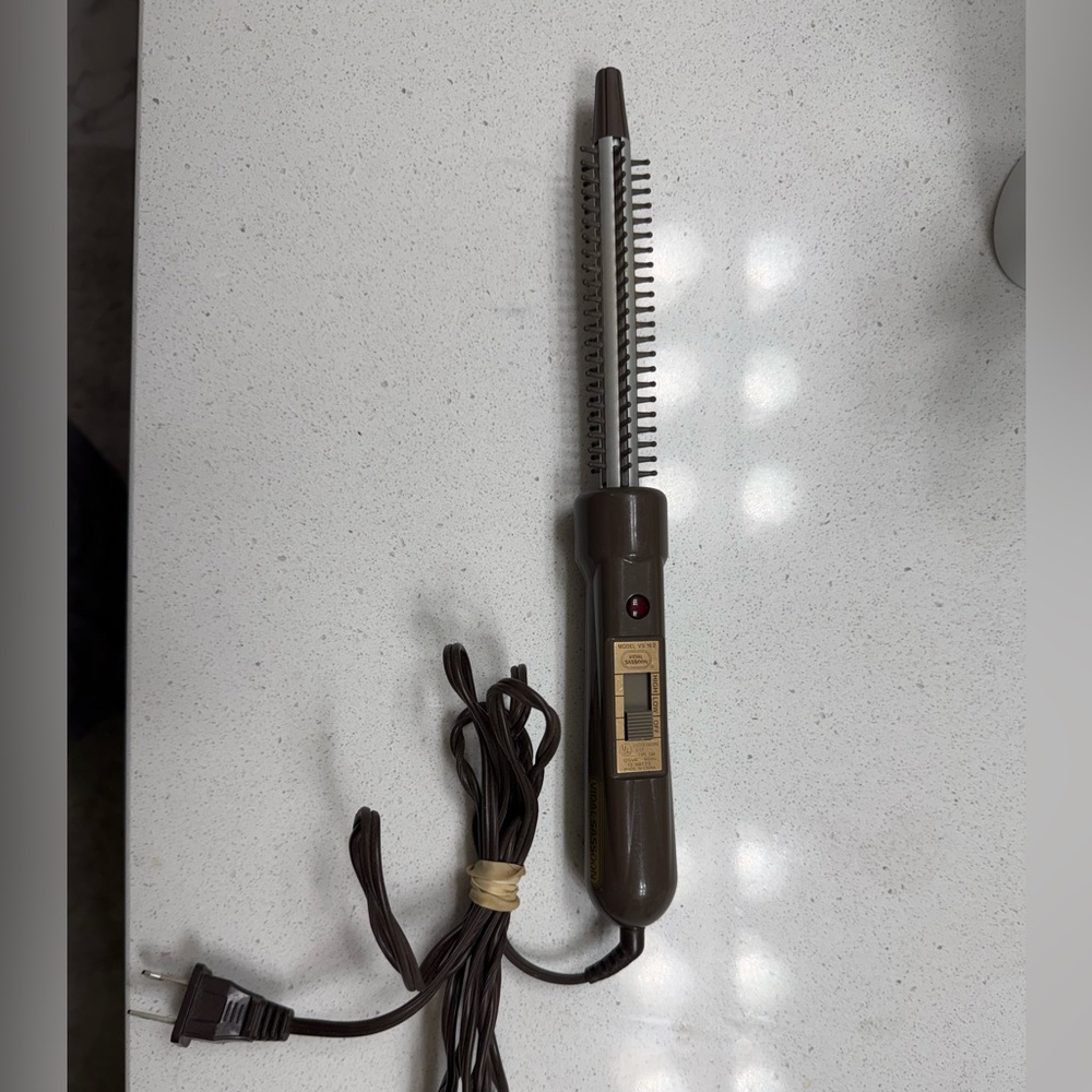 Vintage 80s Brown Vidal Sassoon Pro‎ Curling Brush Iron VS-162 Dual Temp